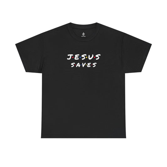 Jesus Saves Friends Design Tee, Faith-Based Shirt, Unisex Christian T-Shirt, Gift for Believers, Casual Wear, Inspirational Apparel