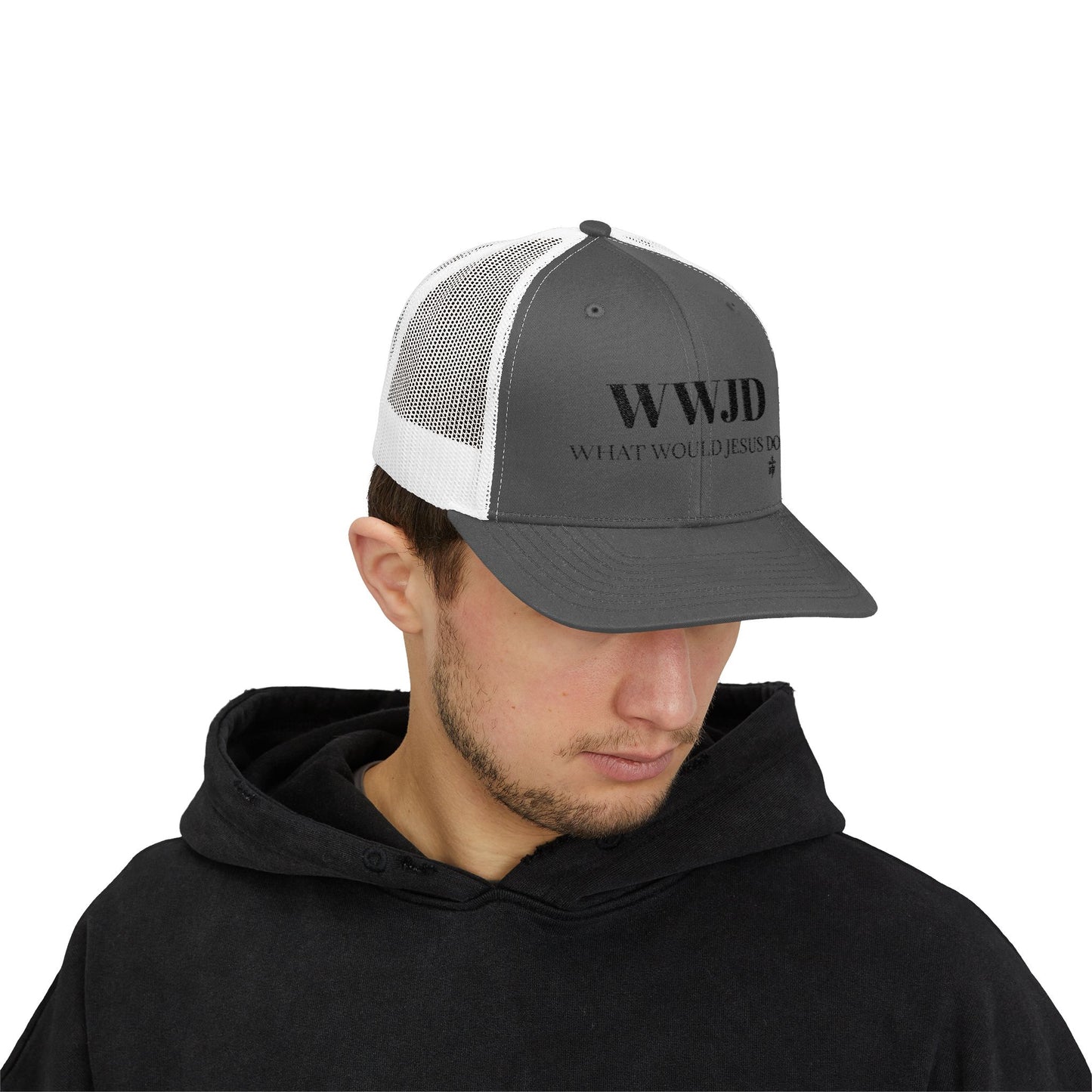 WWJD Snapback Trucker Cap - Faith-Based Fashion, Christian Gift, Casual Wear, Inspirational Accessory, Everyday Style