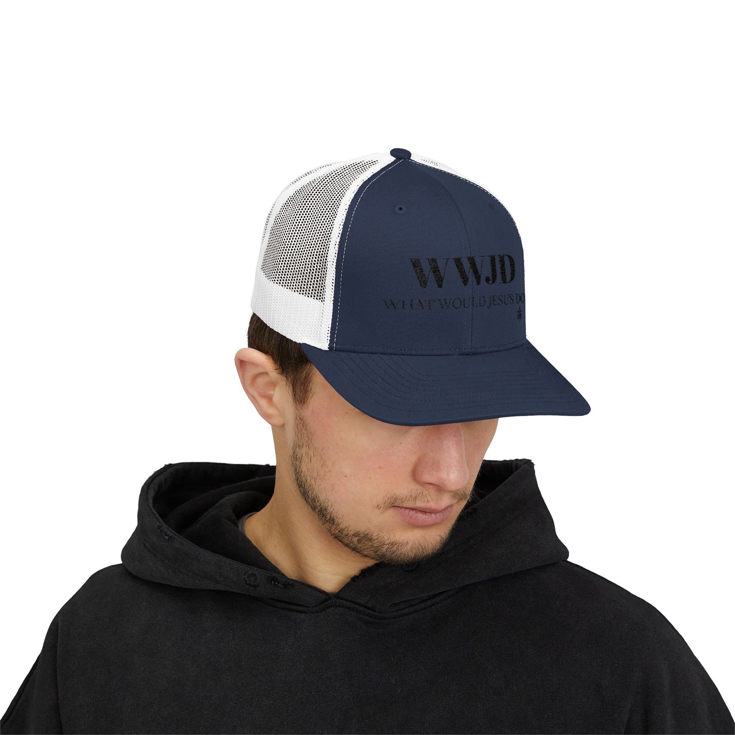 WWJD Snapback Trucker Cap - Faith-Based Fashion, Christian Gift, Casual Wear, Inspirational Accessory, Everyday Style