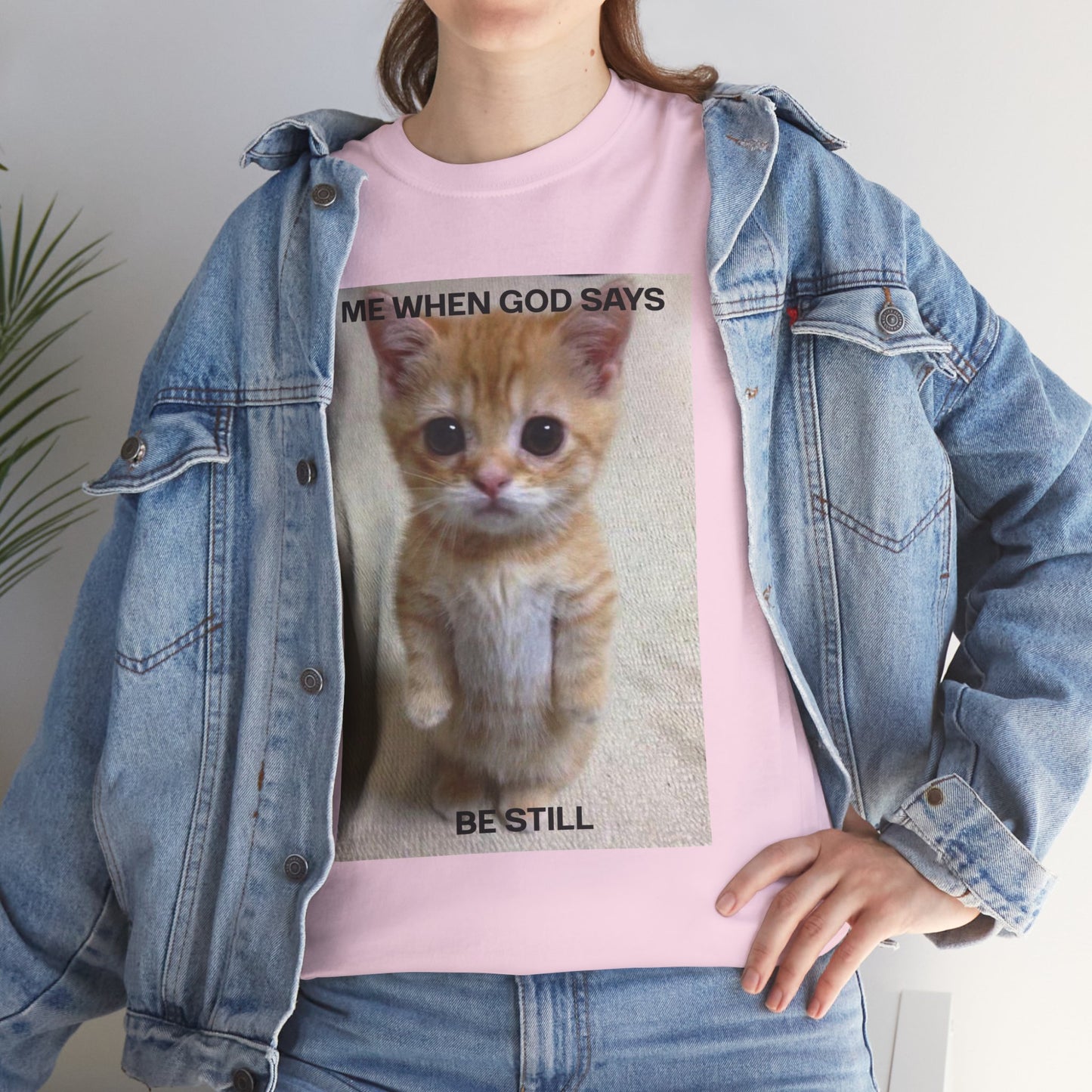 Christian Cat Unisex Tee, Funny Cat Meme Shirt, Humorous Christian Gift, Everyday Wear, Cute Meme Tee, Unisex Heavy Cotton T-Shirt