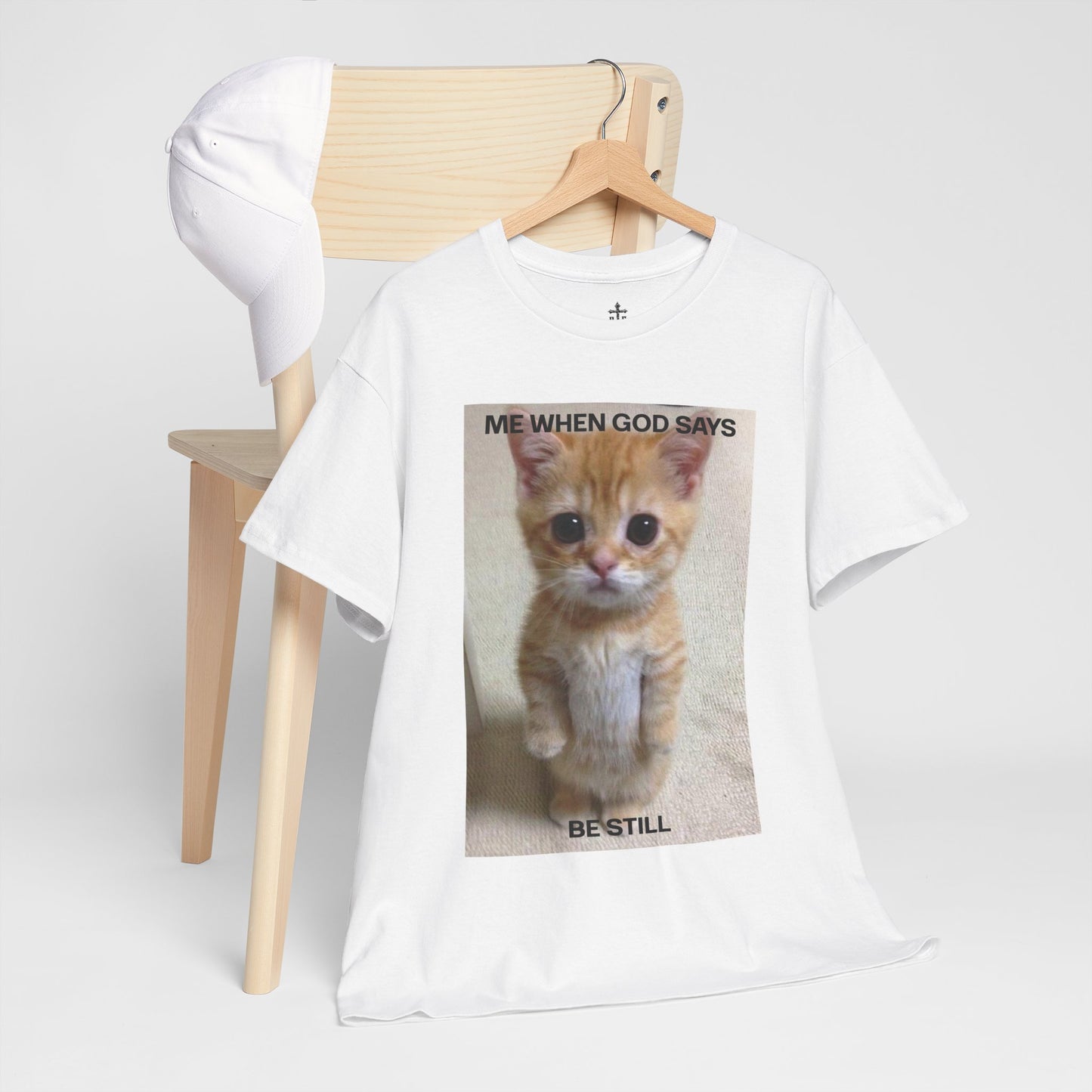 Christian Cat Unisex Tee, Funny Cat Meme Shirt, Humorous Christian Gift, Everyday Wear, Cute Meme Tee, Unisex Heavy Cotton T-Shirt